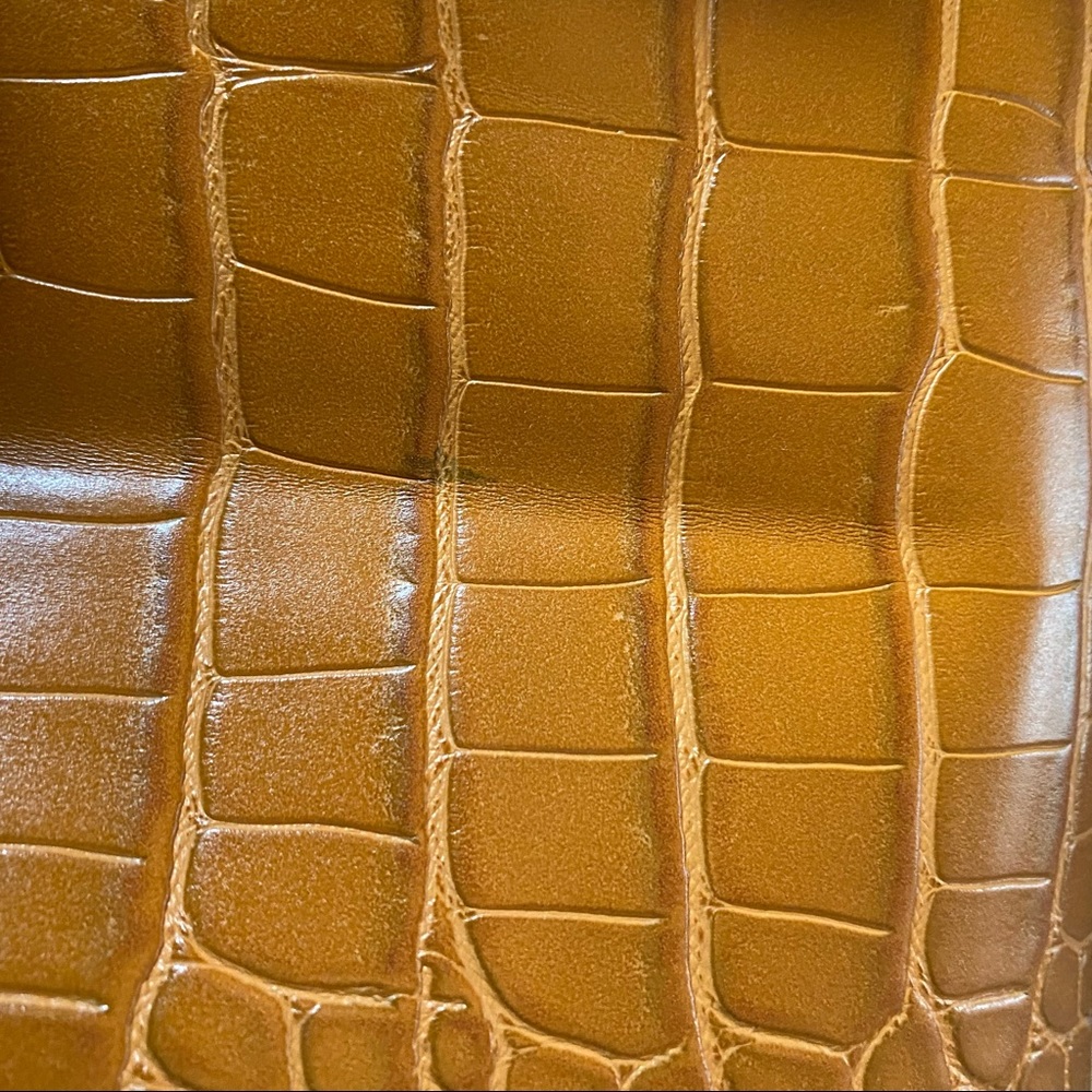 NWT Zara croc embossed faux leather top handle long strap bucket bag mustard - Picture 12 of 12